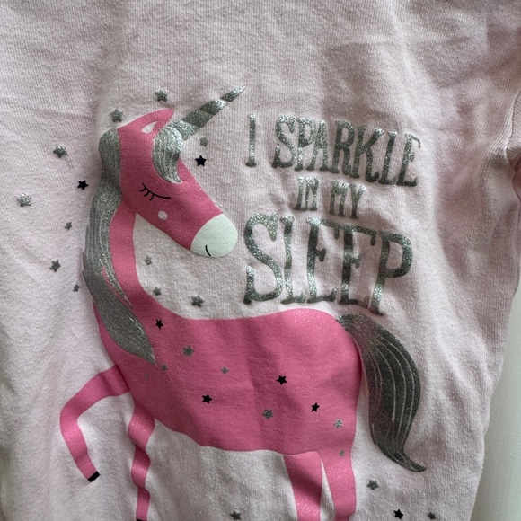 Simple Joys Carters 4T Girls Sparkle While Sleep Long Sleeve Unicorn Pajama Top - Picture 2 of 5